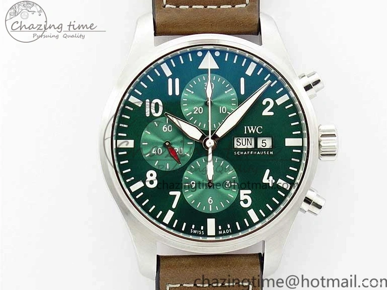 MIROTIME 0414 Pilot Chrono IW377726 ZF 1:1 Best Edition Green Dial on Brown Leather Strap A Trendsetting 7125